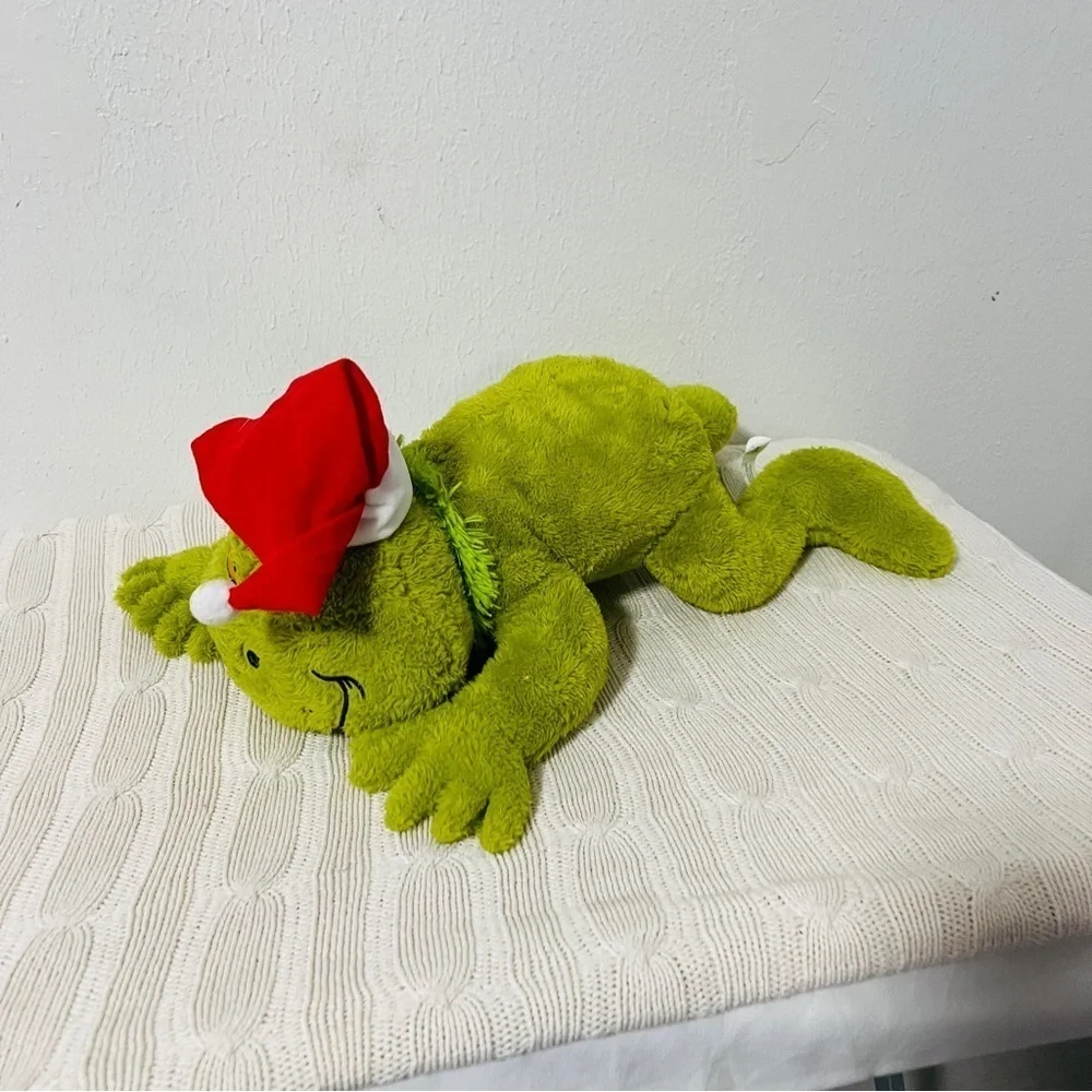 The Grinch Holiday Floppy Plush Pillow with Red Santa Hat How the Grinch Stole